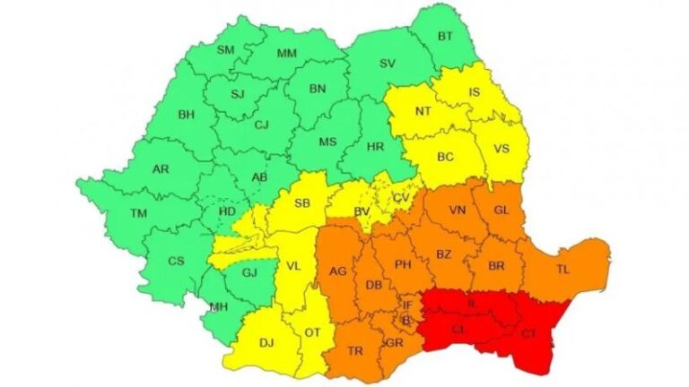 Capitala și alte cinci județe intră sub Cod roșu de ploi abundente. Vremea rea cuprinde jumătate de țară